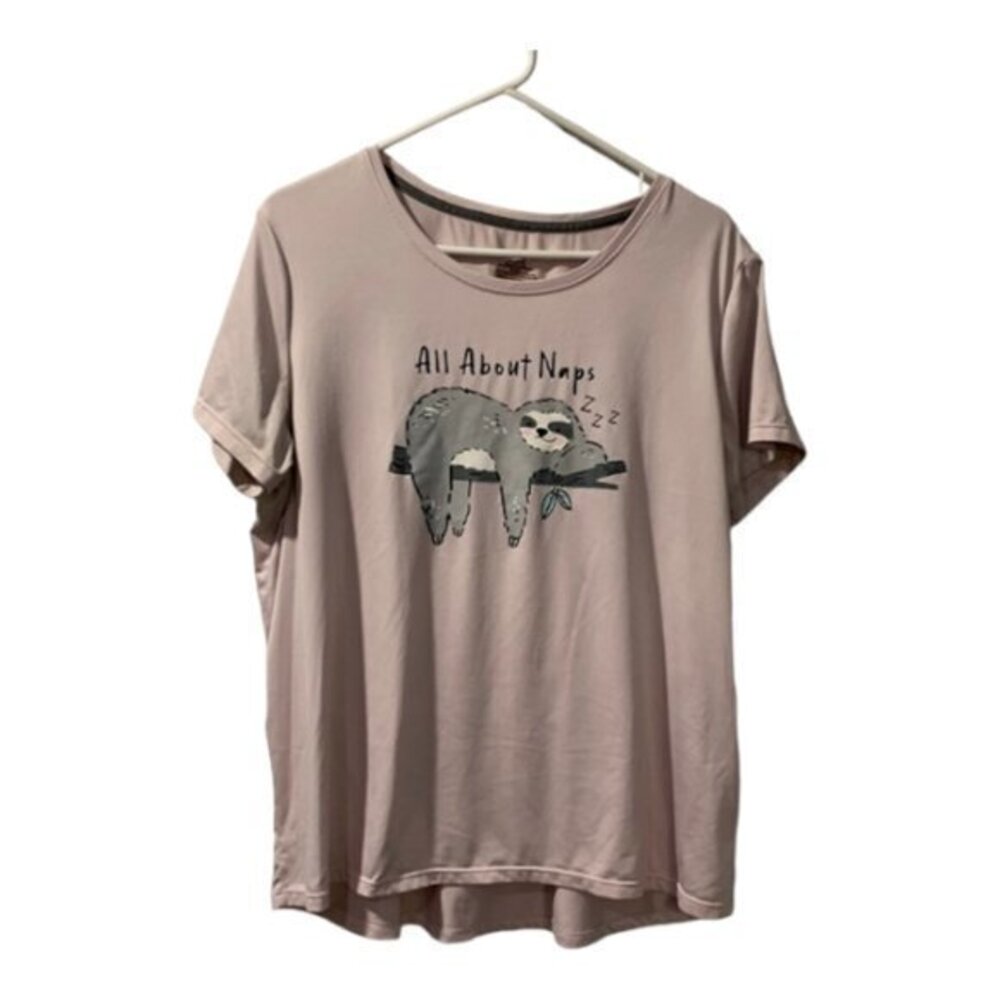 Secret Treasures Pink Shirt Lazy Sloth Nap Time Size Large GUC #1482